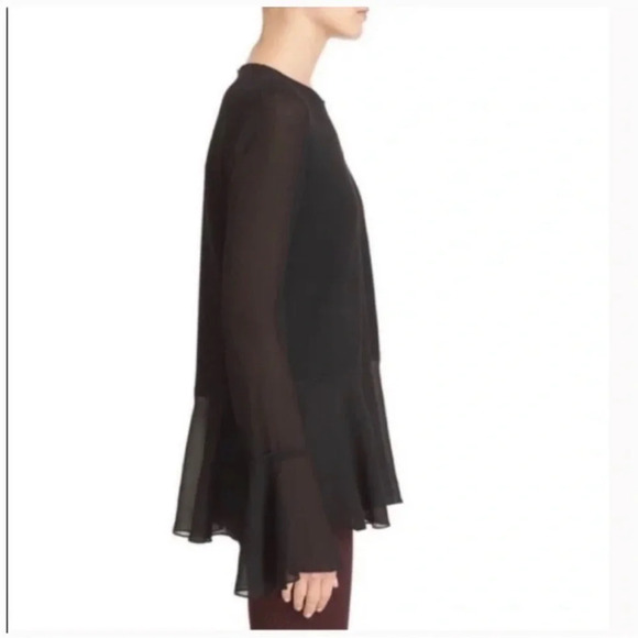 NWT Theory Lexanda C Idol Bell-Sleeve Peplum Top, Black size Large - Picture 7 of 11